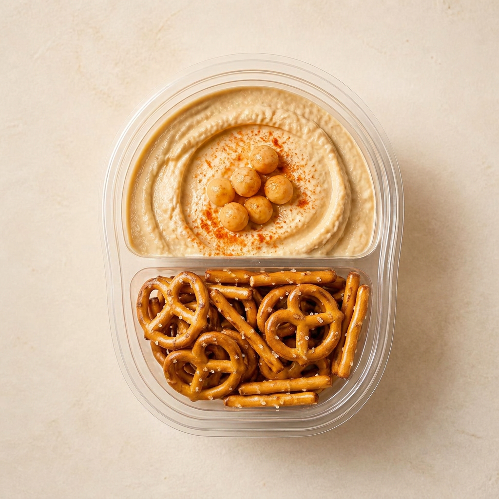 Got Hummus grab and go snack pack with hummus and pretzel chips